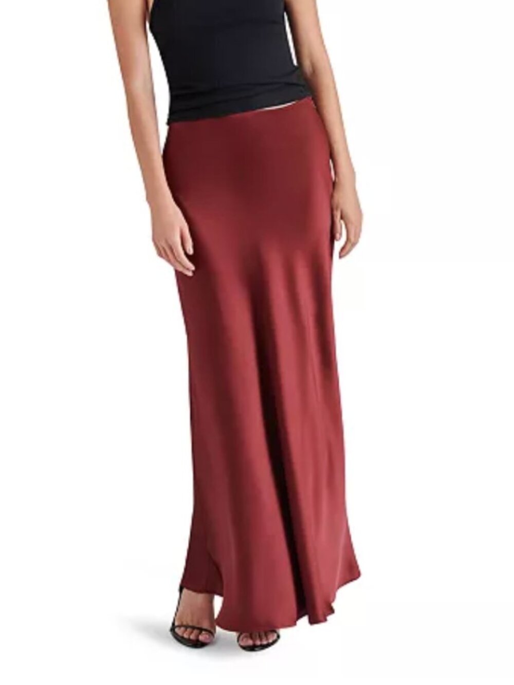 Steve Madden Jeannie Satin Maxi Skirt Burgundy